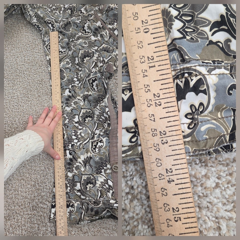 Adventura Paisley‎ Roll Up Capris Pants Green Summer Nature Boho Women's Size 6 - Picture 7 of 10